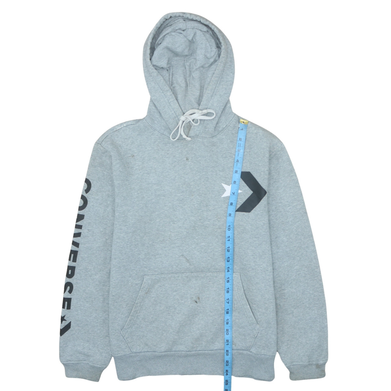 Converse Men's Grey Pullover Hoodie Small Logo Fleece Sportswear