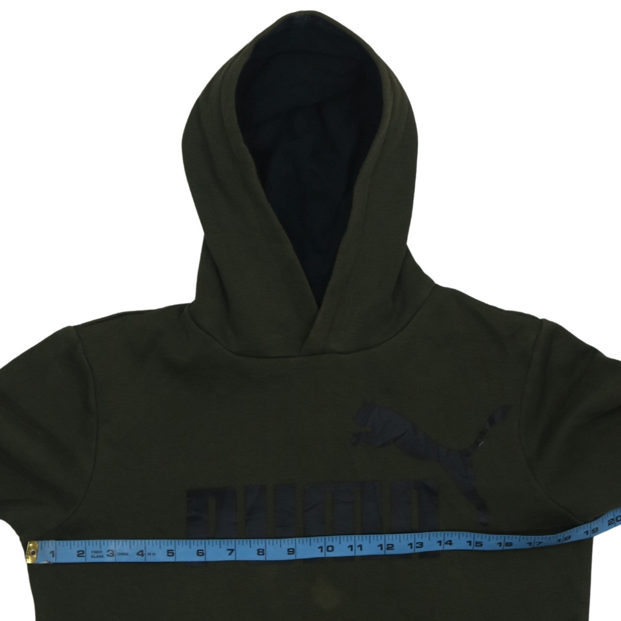 Puma Teens Green Pullover Hoodie XL Logo Graphic Fleece Sweatshirt