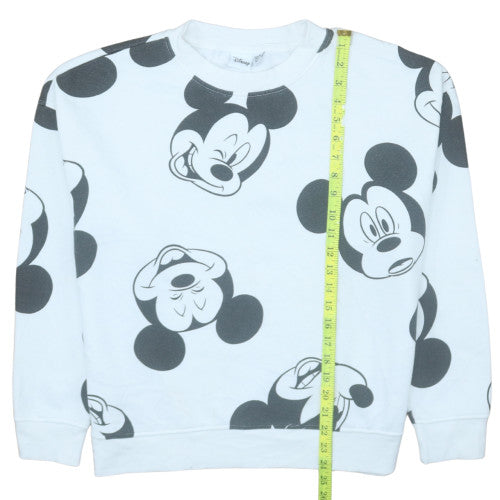 Disney Women White Mickey Mouse Print Pullover Sweatshirt Size M UK 12-14