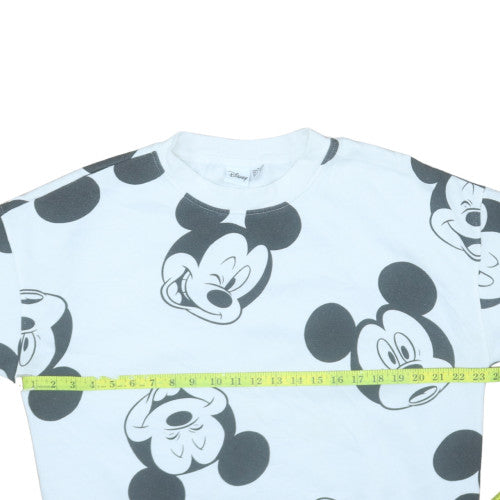 Disney Women White Mickey Mouse Print Pullover Sweatshirt Size M UK 12-14