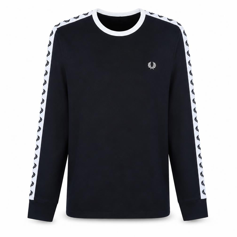 Fred Perry Men's Black XS Crew Neck Long Sleeve Logo Sweatshirt