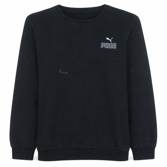 Puma Men’s Black Pullover Sweatshirt L Crew Neck Fleece Logo