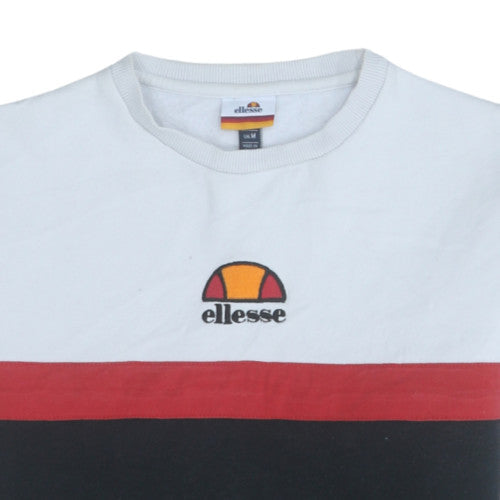Ellesse Men's Tricolour Crew Neck Sweatshirt Black White Red Size M