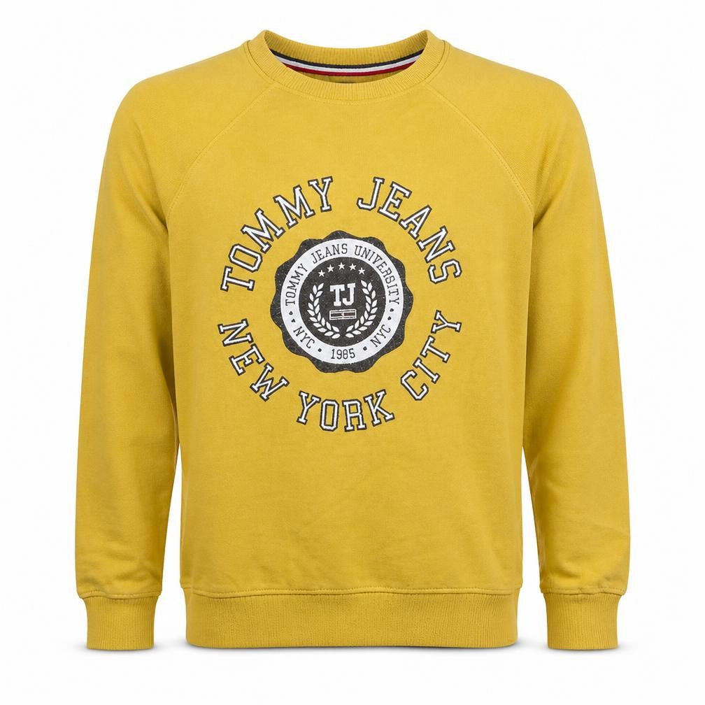Tommy Jeans Men's Yellow Small Crew Neck Graphic Sweatshirt