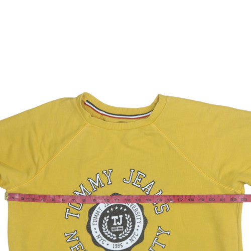 Tommy Jeans Men's Yellow Small Crew Neck Graphic Sweatshirt