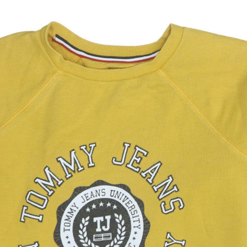 Tommy Jeans Men's Yellow Small Crew Neck Graphic Sweatshirt
