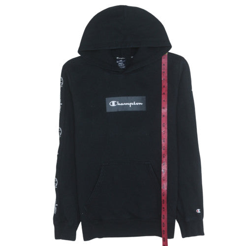 Champion Men's Black Pullover Hoodie Small Fleece Logo Sweatshirt