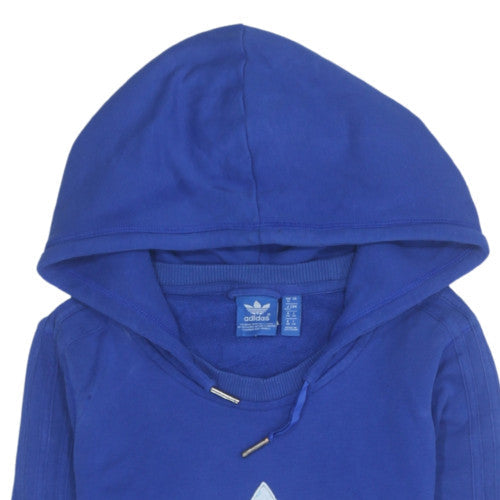 Adidas Womens Blue Pullover Hoodie Size 12 Cotton Blend Casual Sweatshirt