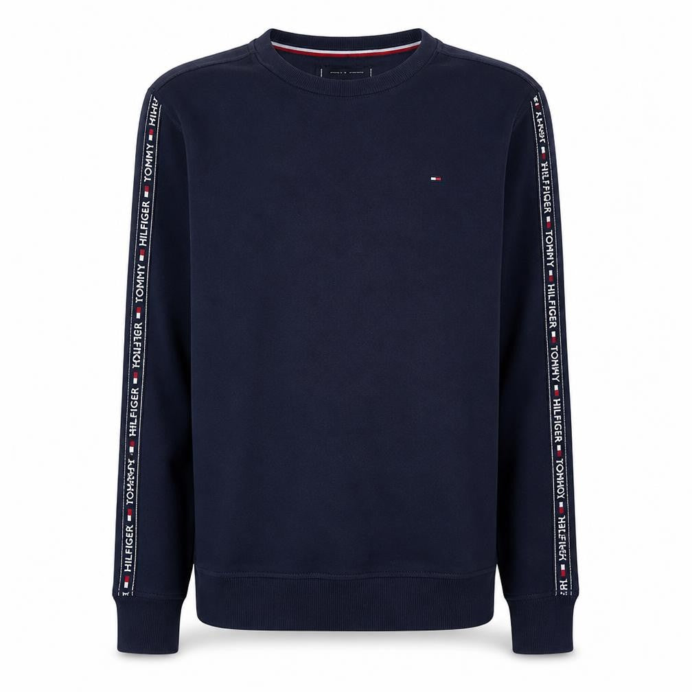 Tommy Hilfiger Men's Blue Logo Tape Crew Neck Pullover Sweatshirt M
