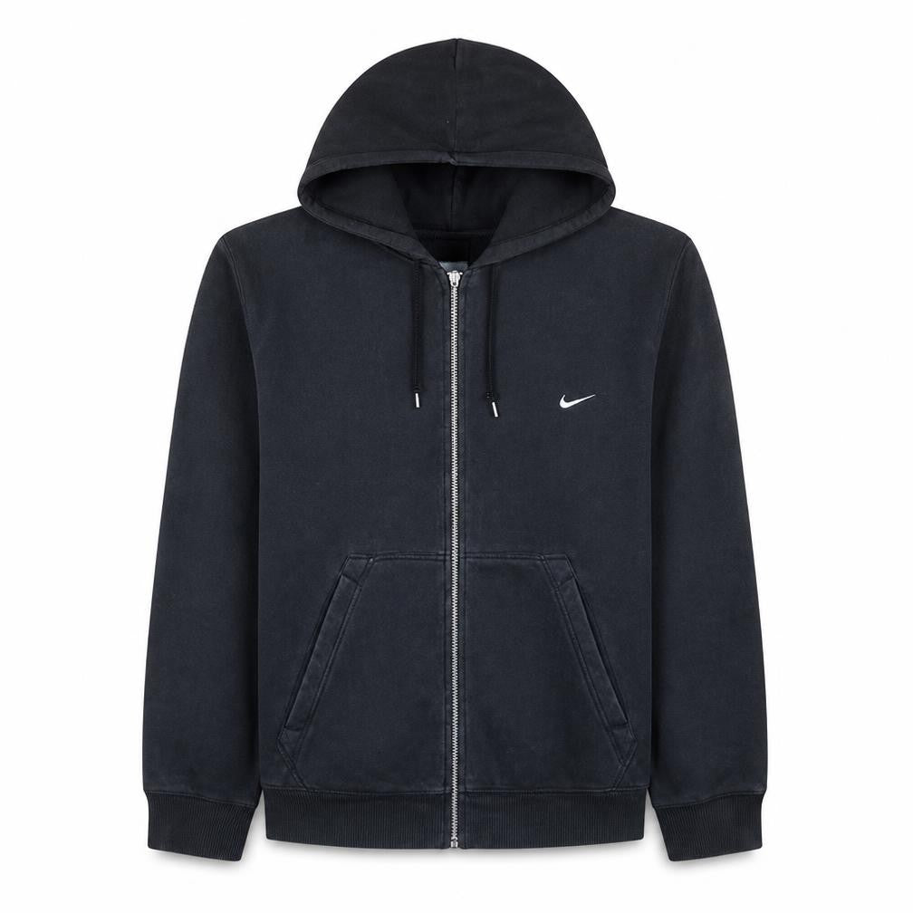 Nike Men Black Full Zip Fleece Hoodie L Regular Fit