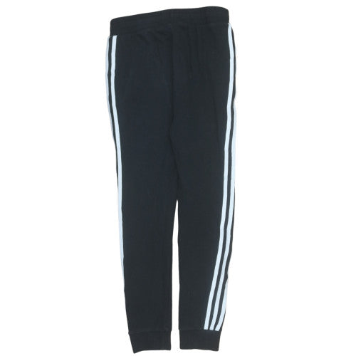 Adidas Boys Black 12-13 Years Jogger Trousers with Side Stripes