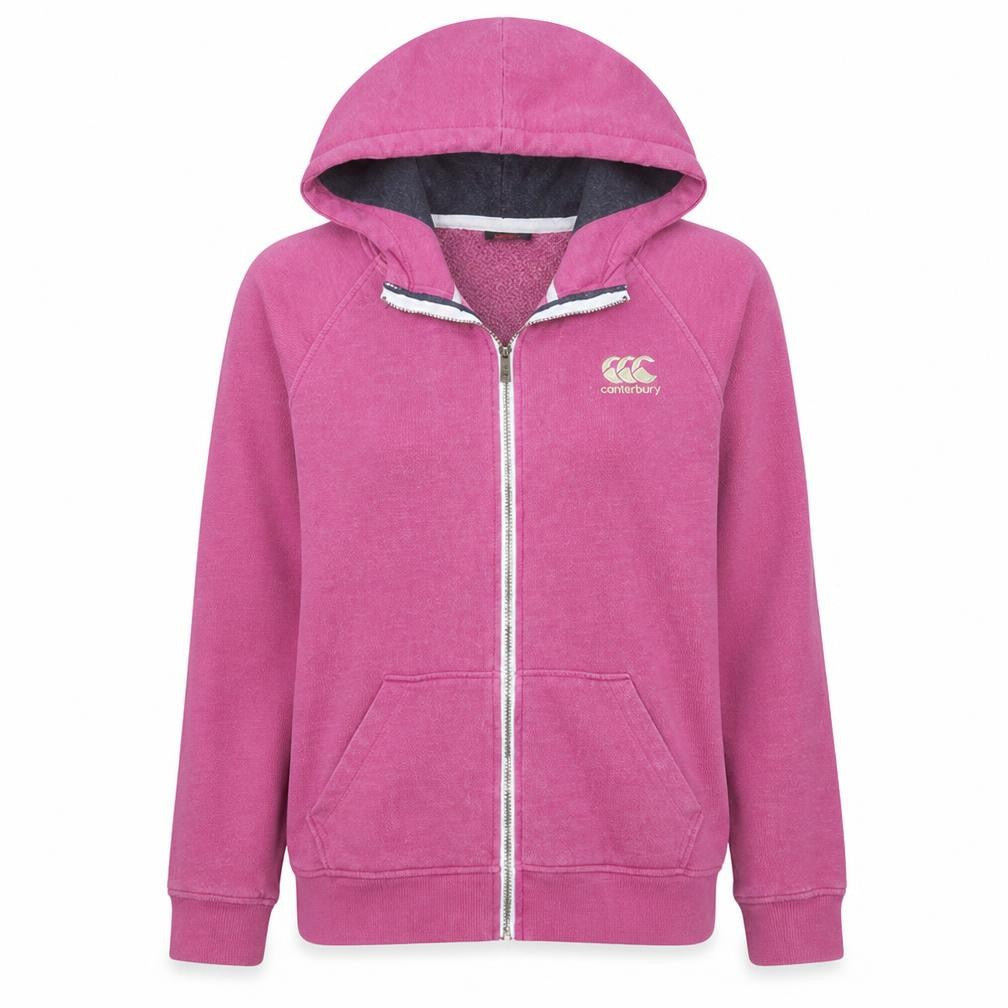 Canterbury Womens Pink Full Zip Hoodie Size 14 Cotton Blend