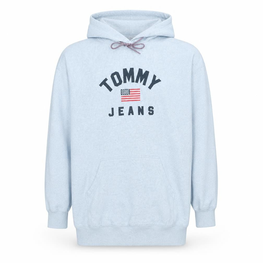 Tommy Jeans Men's Grey Logo Pullover Hoodie Size M