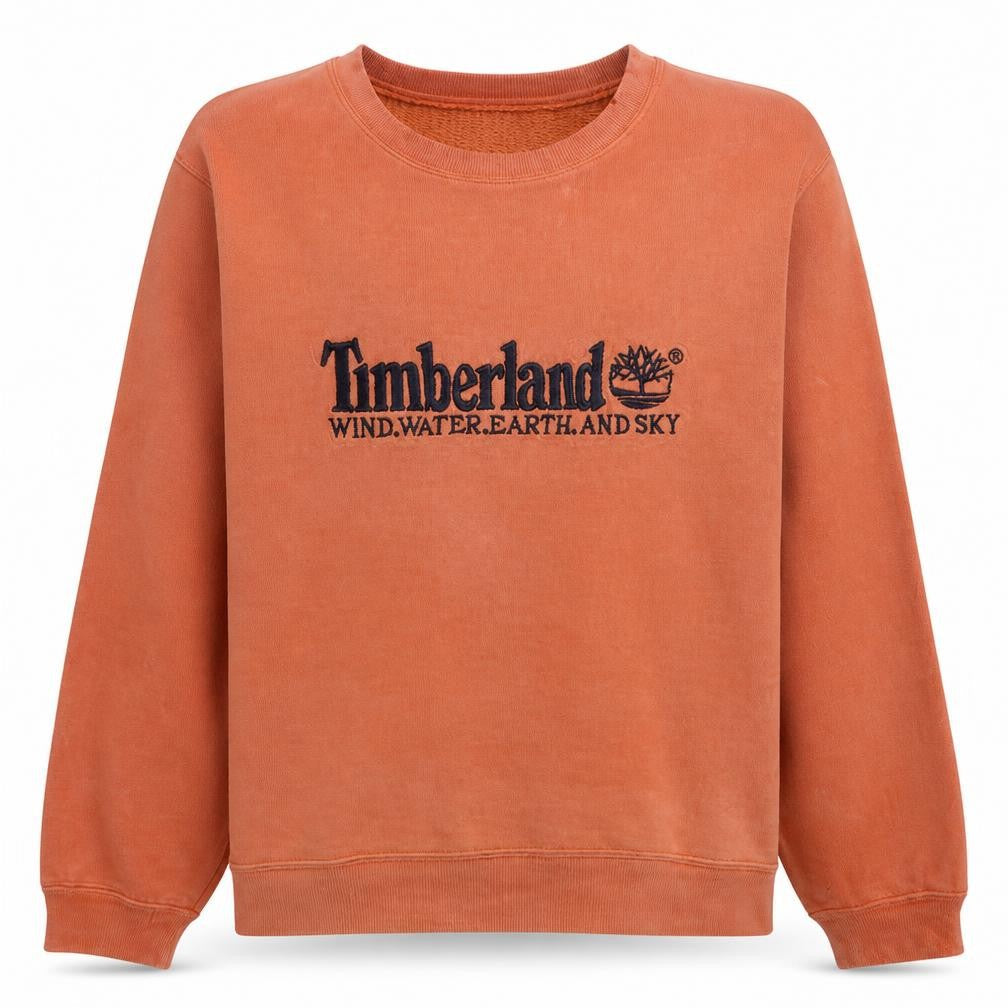 Timberland Men's Orange Crew Neck Fleece Sweatshirt M