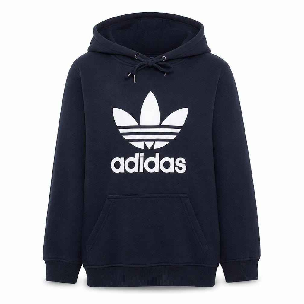 Adidas Men's Blue Pullover Hoodie L Regular Fit Logo Sportswear