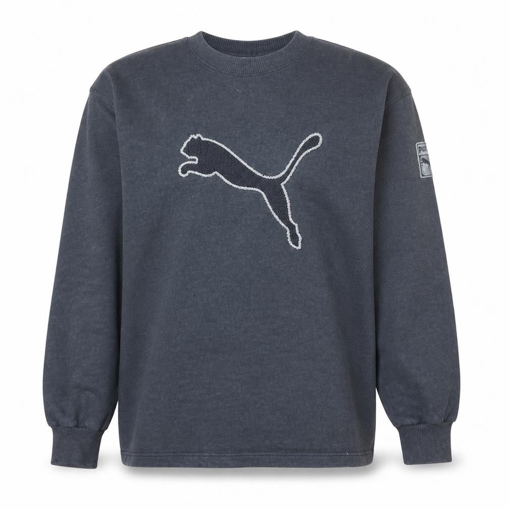 Puma Men’s Black Pullover Fleece Sweatshirt M Vintage Logo Crew