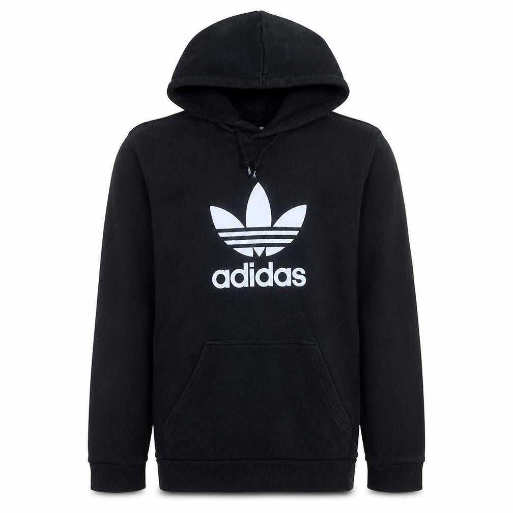 Adidas Mens Black Pullover Hoodie M Logo Fleece Sweatshirt