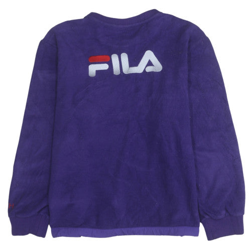 Fila Men's Purple Crew Neck Fleece Sweatshirt M Logo Casual