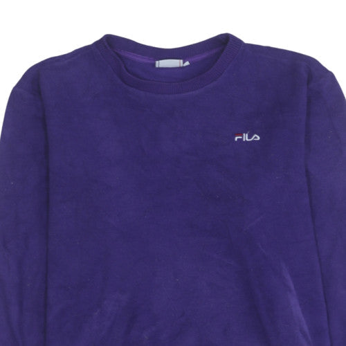 Fila Men's Purple Crew Neck Fleece Sweatshirt M Logo Casual