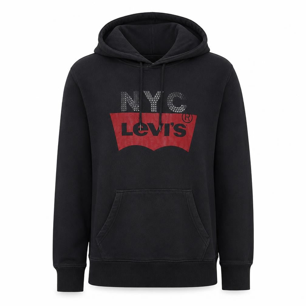 Levi's Men's Black NYC Rhinestone Logo Pullover Hoodie Size S