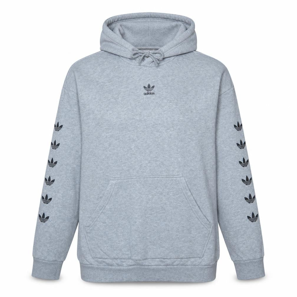 Adidas Womens Grey Hoodie Size 8 Pullover Logo Print Sweatshirt