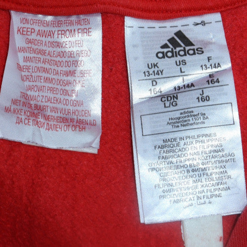 Adidas Boys Red Navy Colourblock Pullover Hoodie 13-14 Years Fleece Logo