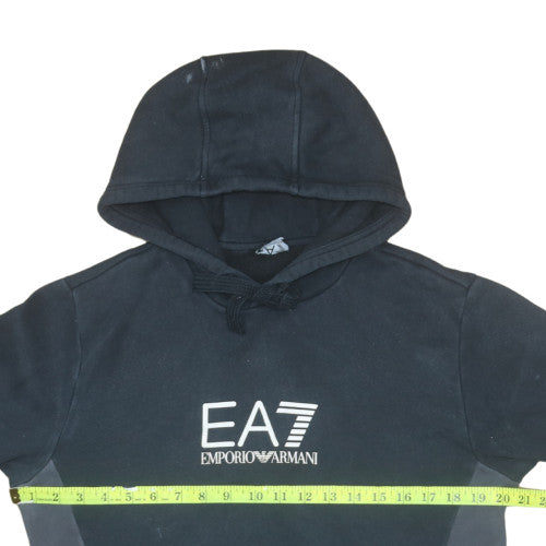 Emporio Armani EA7 Women's Black Hoodie Size M Cotton Blend Pullover