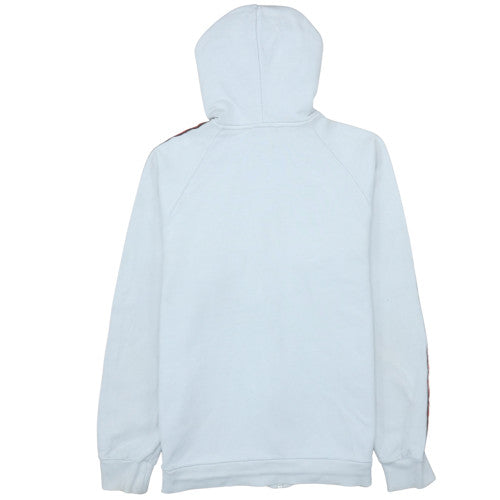 Adidas Men's White Full Zip Hoodie Medium Graphic Tape Style