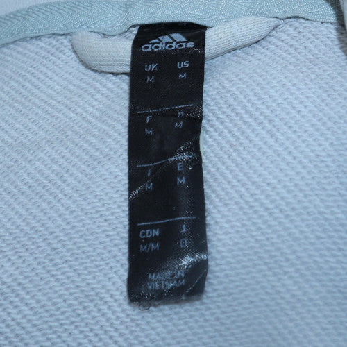 Adidas Men's White Full Zip Hoodie Medium Graphic Tape Style