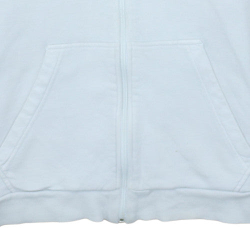Adidas Men's White Full Zip Hoodie Medium Graphic Tape Style