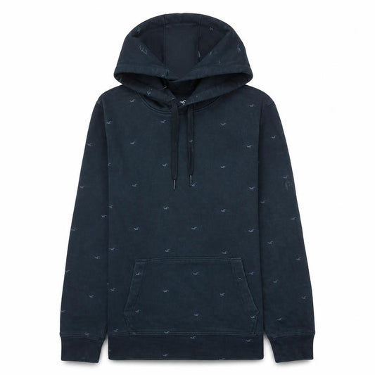 Hollister Men's Blue Pullover Hoodie L Logo Fleece Sweatshirt