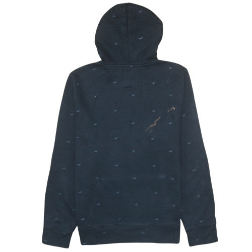 Hollister Men's Blue Pullover Hoodie L Logo Fleece Sweatshirt