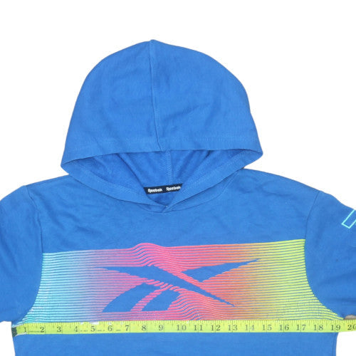 Reebok Girls Blue Pullover Hoodie 14 Years Sports Graphic Hooded Sweatshirt