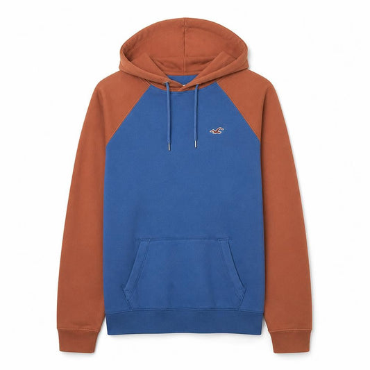 Hollister Men's Blue & Rust Pullover Hoodie Size S Regular Fit