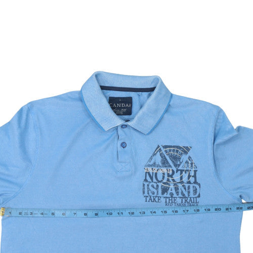 C&A Canda Men's Blue Short Sleeve Polo Shirt Size L Cotton Casual