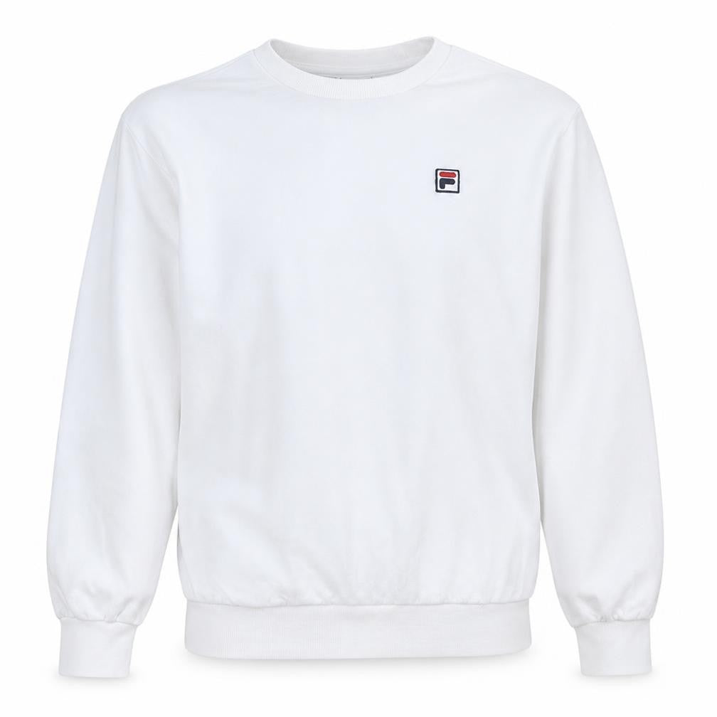 Fila Mens White Crew Neck Pullover Sweatshirt Size M