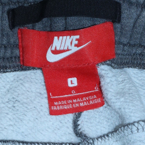 Nike Men Grey Fleece Jogger Trousers L Regular Fit