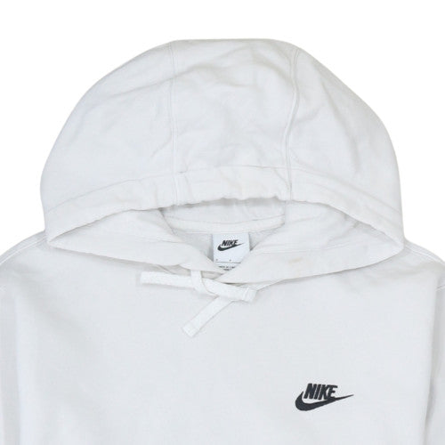 Nike Men's White Pullover Hoodie Small Fleece Logo Sweatshirt
