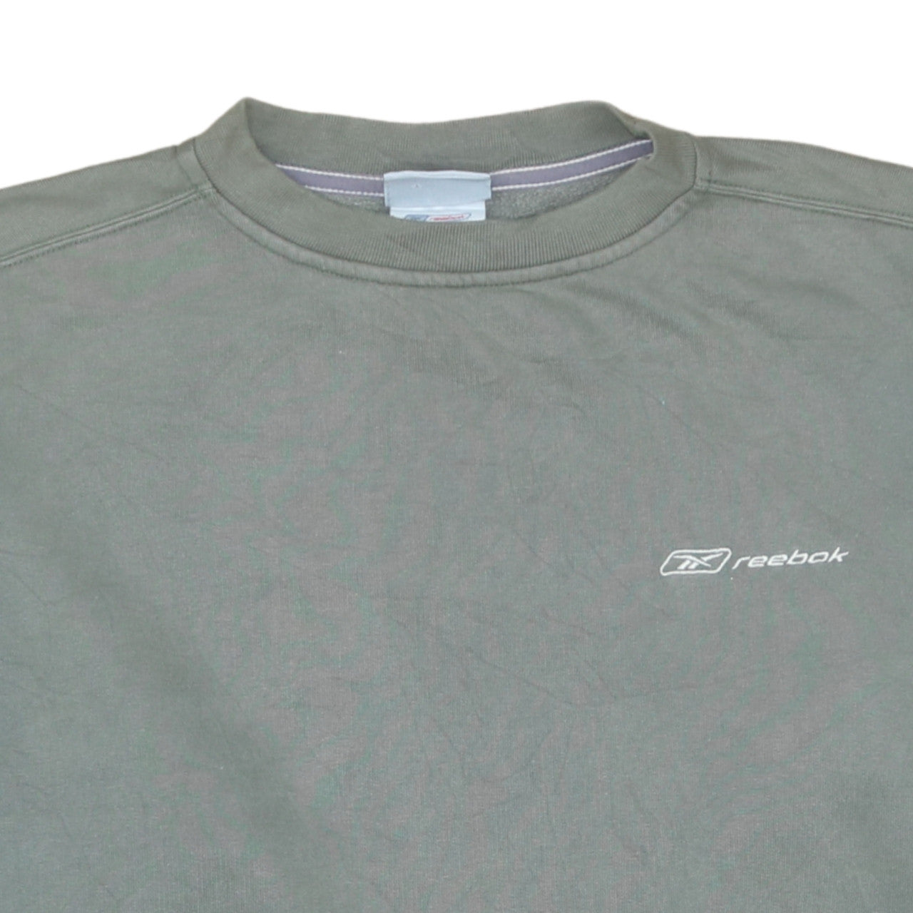 Reebok Men Green Pullover Sweatshirt L Crew Neck Regular Fit