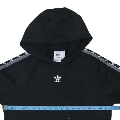 Adidas Men’s Black Small Pullover Hoodie with Logo & Stripes