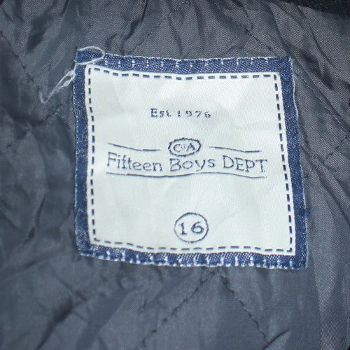 C&A Boys Black Varsity Jacket Size 16 Years Lined Snap Button Casual Outerwear
