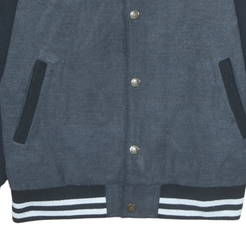 C&A Boys Black Varsity Jacket Size 16 Years Lined Snap Button Casual Outerwear