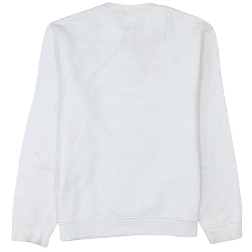 Guess Men's White Slim Fit Graphic Crew Neck Sweatshirt Size M