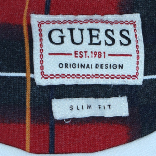 Guess Men's White Slim Fit Graphic Crew Neck Sweatshirt Size M