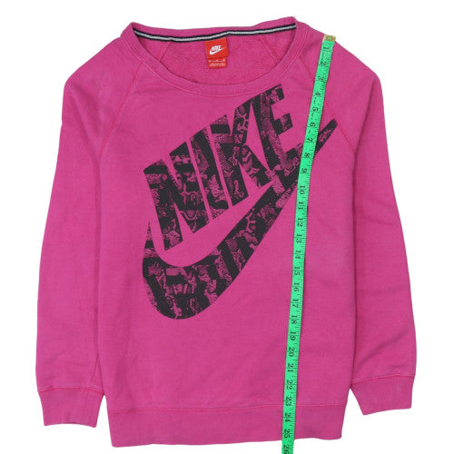 Nike Womens Pink Crew Neck Logo Pullover Sweatshirt M
