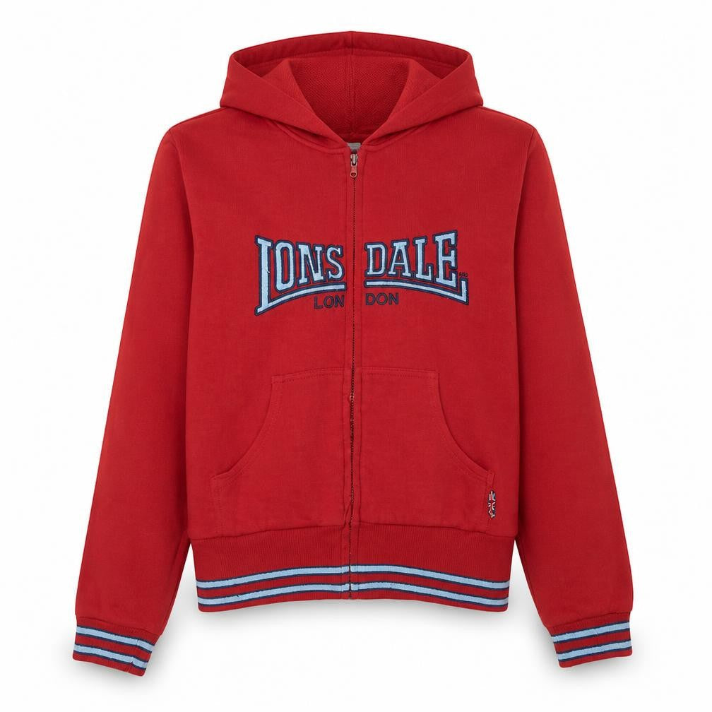 Lonsdale Boys Red Full Zip Hoodie Sweatshirt 10 Years Cotton Blend