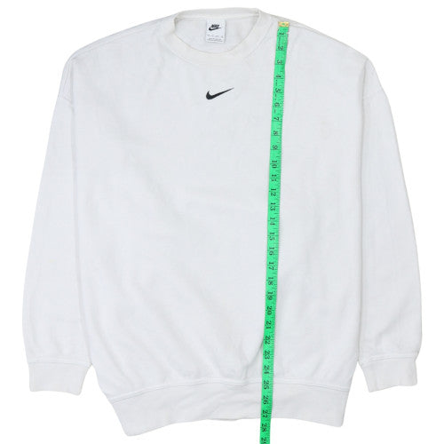 Nike Women White XS Pullover Sweatshirt Crew Neck Cotton Blend