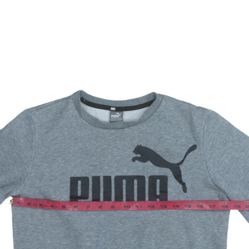 Puma Boys Grey Pullover Sweatshirt 13-14 Years Crew Neck Fleece Logo