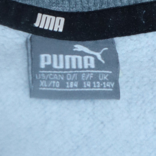 Puma Boys Grey Pullover Sweatshirt 13-14 Years Crew Neck Fleece Logo