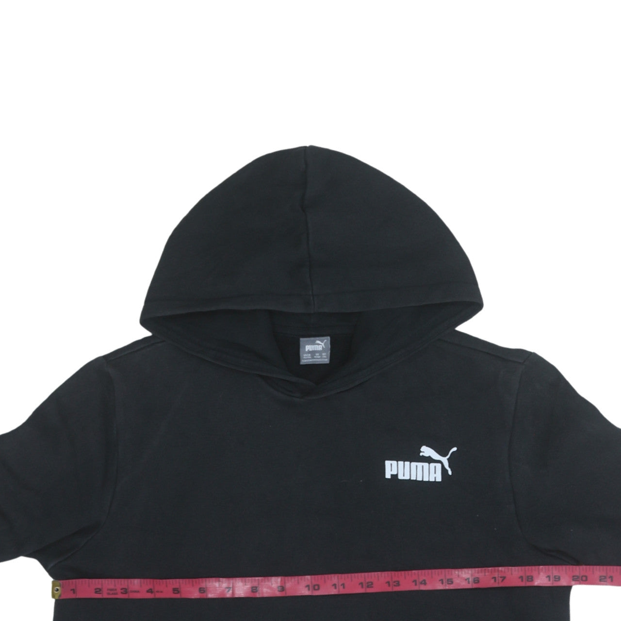 Puma Boys Black Hoodie 15-16 Years Pullover Fleece Logo Hooded Sweatshirt